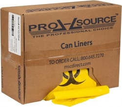 MSC Pack of (200) 33 Gal Capacity, Yellow, Infectious Linen Bags, 1.3 mil
