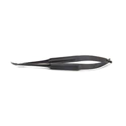 World Precision Instrument Barraquer Micro Needle Holder, 0.45 mm Fine tips, Curved, Black Coating, 12 cm