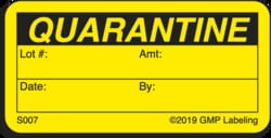 Gmp Labeling Inc Quarantine Status Label - 2x1, Quantity: Each of 1