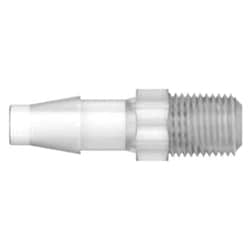 Cole-Parmer&nbsp;Spex VapLock&trade; Fitting, Polypropylene,  Straight, Hose Barb to Threaded Adapter, 1/4