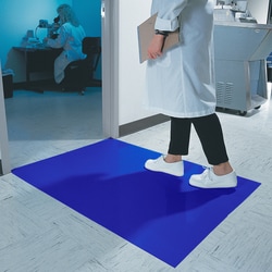 American Floor Mat&nbsp;Sticky mat, 24 in x 36 in, Blue, 30 sheets/pad, 4 pads/case (120 sheets), 45 μm sheet thickness, 1/8 in pad thickness, water-based acrylic adhesive