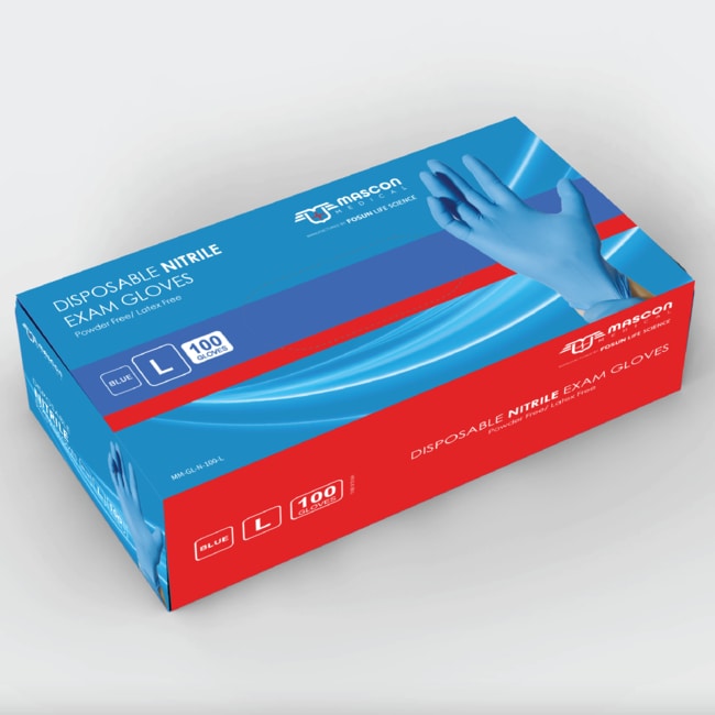 Mascon Medical Nitrile Gloves, Latex Free, Powder Free, Textured