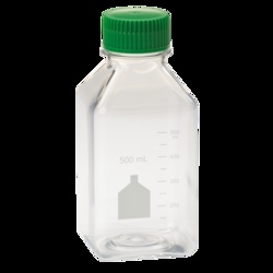 CELLTREAT Scientific Products 500mL Media Bottle, Square, PET, Individually Wrapped, Sterile