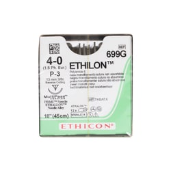Med Vet International Ethicon Ethilon Nylon Suture, Size 4-0, P-3, 18in, 12/Box