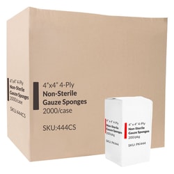 Med Vet International Non-Woven Gauze Sponges, Non-Sterile, 4 in x 4 in, 4-Ply 2000/Case