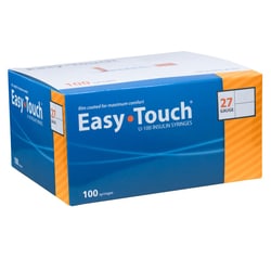 Med Vet International EasyTouch U-100 Insulin Syringes, 0.5ml, 27G x 0.5in,