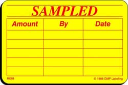 Gmp Labeling Inc Sampled Material Label - 3x2, Quantity: Each of 1
