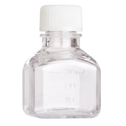 CELLTREAT Scientific Products 30mL Media Bottle, Square, PETG, Individually Wrapped, Sterile