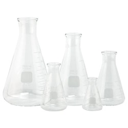 Chemglass Life Sciences&nbsp;Chemglass Pyrex Erlenmeyer Flask, Narrow Mouth, 25 mL, Heavy Duty Rim, Graduated