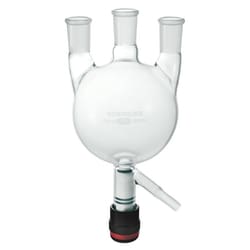 Chemglass Life Sciences&nbsp;Round-bottom Flask, 2,000 mL, 3-Neck Heavy-Wall with Drain Valve, 24/40 Joints