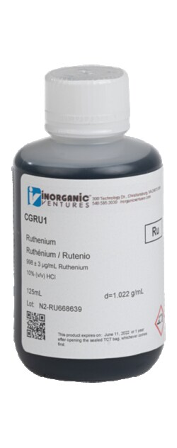 Inorganic Ventures RU-125ML 1000PPM 125ML, Quantity: Each of 1