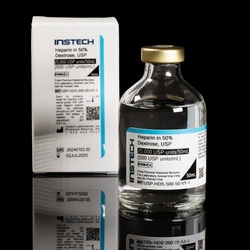 Instech&nbsp;Sterile Catheter Lock Solution, Heparin Sodium (500 USP units/mL) in Dextrose (50%), 50mL Vial, Yellow Cap