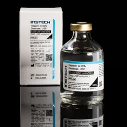 Instech&nbsp;Sterile Catheter Lock Solution, Heparin Sodium (500 USP units/mL) in Dextrose (50%), 50mL Vial, Yellow Cap with PinPort&trade;