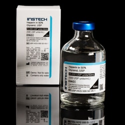 Instech&nbsp;Sterile Catheter Lock Solution, Heparin Sodium (500 USP units/mL) in Glycerol (50%), 50mL Vial, Blue Cap