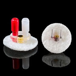 Instech&nbsp;Vascular Access Button&trade; for Mouse, 2 Channel 25ga/25ga, Oval Base with Felt, with Injector