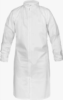 Lakeland Industries&nbsp;Lakeland CleanMax Microporous Cleanroom frock. ISO Class 4-6 cleanrooms and all controlled environments. Clean manufactured. Individually packaged. 30 per case with overlay bag. Size 2X