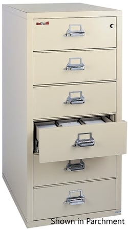 Fire King Security Group&nbsp;6 drw, 1 hr fire, 25 in wide for Card Check & Notes Parchment Finish