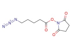 eMolecules​&nbsp;5-Azidopentanoic acid N-hydroxysuccinimide ester | Broadpharm | 478801-48-8 | MFCD25963671 | 240.219 | C9H12N4O4 | 98.000 | [N-]=[N+]=NCCCCC(=O)ON1C(=O)CCC1=O | 250mg | 779524407
