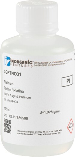 Inorganic Ventures&nbsp;1000UG CI FREE PT HNO 125ML