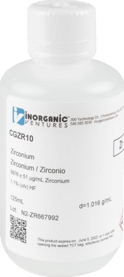 Inorganic Ventures&nbsp;ZIRCONIUM 10000UG/ML125ML