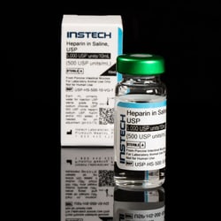 Instech&nbsp;Sterile Catheter Lock Solution, Heparin Sodium (500 USP units/mL) in Saline (0.9% NaCl), 10mL Vial, Green Cap