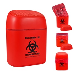 MTC Bio BenchBin 3L™ Benchtop Biohazard Bin, 3 Liter Capacity, with Spring Loaded Lid, 6 x 5 x 8.5in, 1/ea