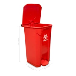 MTC Bio Biohazard Bin XL, large, 26 gallon capacity (100L), with  foot pedal operated lid, 19 x 19 x 33in. / 48 x 48 84cm (W x L x H), 1/ea
