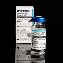 Instech&nbsp;Sterile Catheter Lock Solution, Heparin Sodium (500 USP units/mL) in Glycerol (50%), 10mL Vial, Blue Cap with PinPort&trade;
