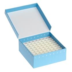 CELLTREAT Scientific Products&nbsp;Storage Box, 81 Place, Hinged Cardboard with Polypropylene Insert, Blue