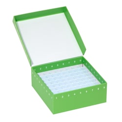 CELLTREAT Scientific Products&nbsp;Storage Box, 100 Place, Hinged Cardboard with Polypropylene Insert, Green