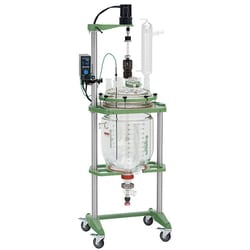 Chemglass Life Sciences&nbsp;Chemglass 50 L Squatty Jacketed Glass Process Reactor System, 400 mm Flange, Electric Motor (CG-1968-MB651M)