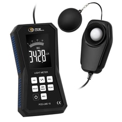 PCE AMERICAS INC Lux Meter measures from 0.0 to 400,000 Lux with a resolution of 0.1 lux.
