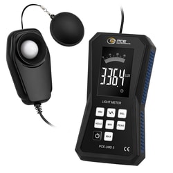 PCE AMERICAS INC Lux Meter measures from 1000 to 400,000 Lux with a resolution of 0.1 lux.