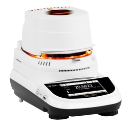 PCE AMERICAS INC Analytical moisture balance scale with a weighing capacity of up to 60 g with a readability of 0.0001 g.