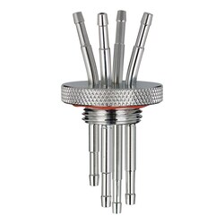 Chemglass Life Sciences Quad Port Adapter, (4) 1/8
