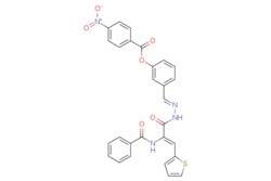 eMolecules​&nbsp;3-({2-[2-benzamido-3-(thiophen-2-yl)prop-2-enoyl]hydrazinylidene}methyl)phenyl 4-nitrobenzoate | ChemDiv SC |540.550 | C28H20N4O6S[O-][N+](=O)c1ccc(cc1)C(=O)Oc1cccc(\C=N\NC(=O)C(\NC(=O)c2ccccc2)=C\c2cccs2)c1 | 2mg | 828464742