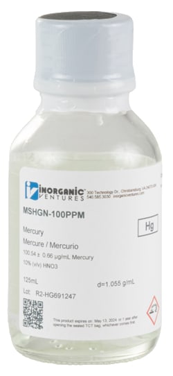 INORGANIC VENTURES INC&nbsp;MSHGN-100PPM MERCURY 125ML