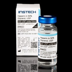 Instech&nbsp;Sterile Catheter Lock Solution, Heparin Sodium (50 USP units/mL) in Glycerol (50%), 10mL Vial, Blue Cap with PinPort&trade;