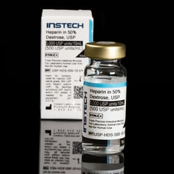 Instech&nbsp;Sterile Catheter Lock Solution, Heparin Sodium (500 USP units/mL) in Dextrose (50%), 10mL Vial, Yellow Cap