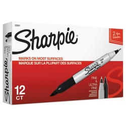 CTMATTER LLC&nbsp;Twin-Tip Permanent Marker, Extra-Fine/Fine Bullet Tips, Black, Dozen