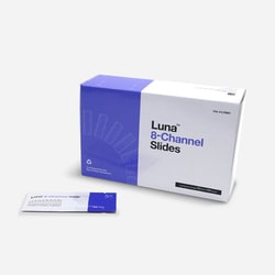 NEW ENGLAND BIOGROUP&nbsp;10 boxes of 50 LUNA-FX7 or LUNA-BX7 8-channel ultra low fluorescent counting slides, 500 slides/4000 counts. For LUNA-FX7 and LUNA-BX7.