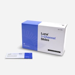 NEW ENGLAND BIOGROUP&nbsp;1 box of 50 LUNA-FX7 or LUNA-BX7 1-channel ultra low fluorescent counting slides, 50 slides/50 counts. For LUNA-FX7 and LUNA-BX7.