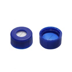 Tisch Scientific&nbsp;Screw Top 9mm Pre-Slit Blue Plastic Vial Cap w/ Blue PTFE/White Silicone Septa, 100/Pk