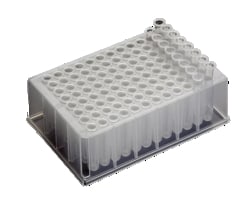 Arcticwhite LLC&nbsp;96 Round Deep Well, 600 UL, Polypropylene, Tapered Conical Bottom, 12x8 Removable Tube Strips,  24 Plates per Case