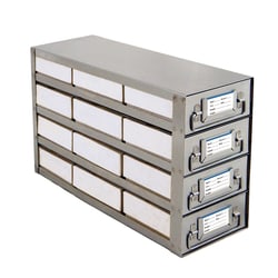 USA Scientific Inc 12-place (3 x 4) upright freezer sliding rack for 2 inch H boxes