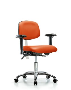 Fisherbrand Class 100 Vinyl Clean Room Chair - Desk Height with Adjustable Arms and Casters in Grade B Vinyl Orange | Buy Online | Fisher Scientific