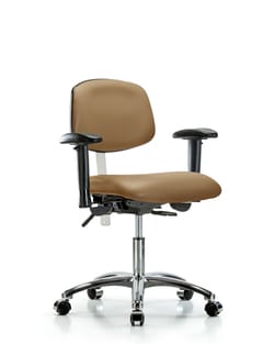 Fisherbrand&trade;&nbsp;Class 100 Vinyl Clean Room Chair - Medium Bench Height with Medium Back, Chrome Foot Ring, and Casters in Grade B Vinyl