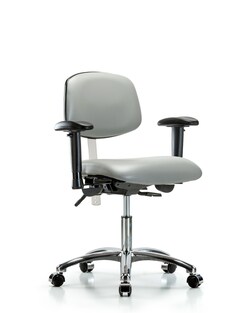 Fisherbrand&trade;&nbsp;Class 100 Vinyl Clean Room Chair - Medium Bench Height with Medium Back, Chrome Foot Ring, and Casters in Grade B Vinyl