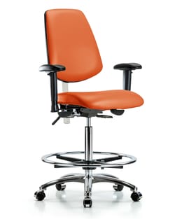 Fisherbrand Class 100 Vinyl Clean Room Chair - High Bench Height with Medium Back Orange | Buy Online | Fisher Scientific