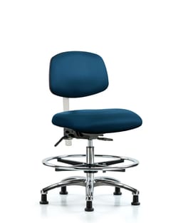 Fisherbrand™ Class 100 Vinyl Clean Room Chair - Medium Bench Height with Chrome Foot Ring and Stationary Glides in Grade A Vinyl